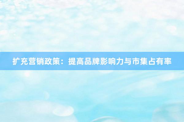 扩充营销政策：提高品牌影响力与市集占有率